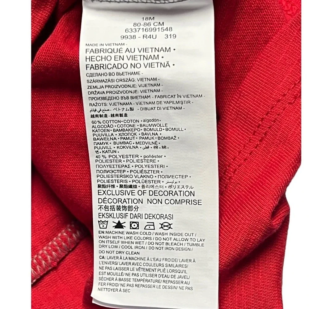 Converse Chuck Taylor Raglan Shirt Toddler 18M Red Gray Long Sleeve Graphic Logo